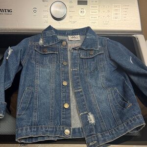 Distressed Jean jacket with unicorn design